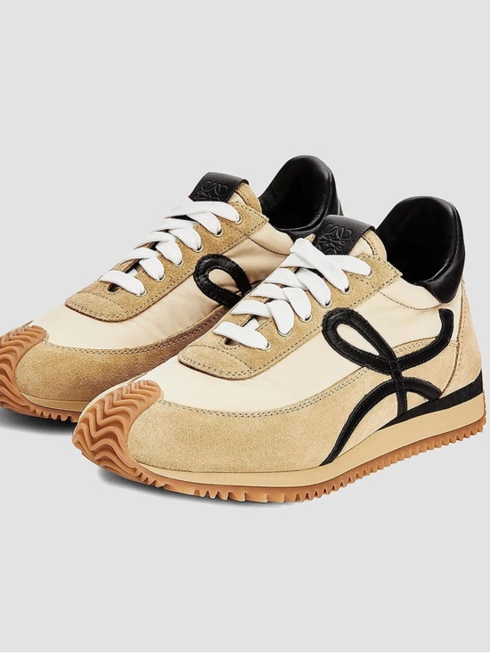 Loewe Shoes - LOEWE Flow Runner Suede And Leather Sneakers Size 41.